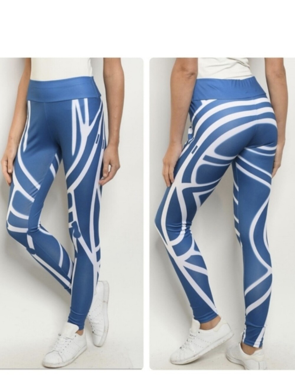 FABRIC & FABRIC Blue Abstract Leggings - Picture 8 of 9